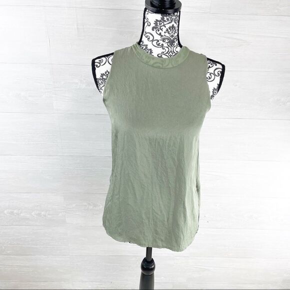 Vince Rib Trim Pale Jade Shell Tank Top - Picture 3 of 9